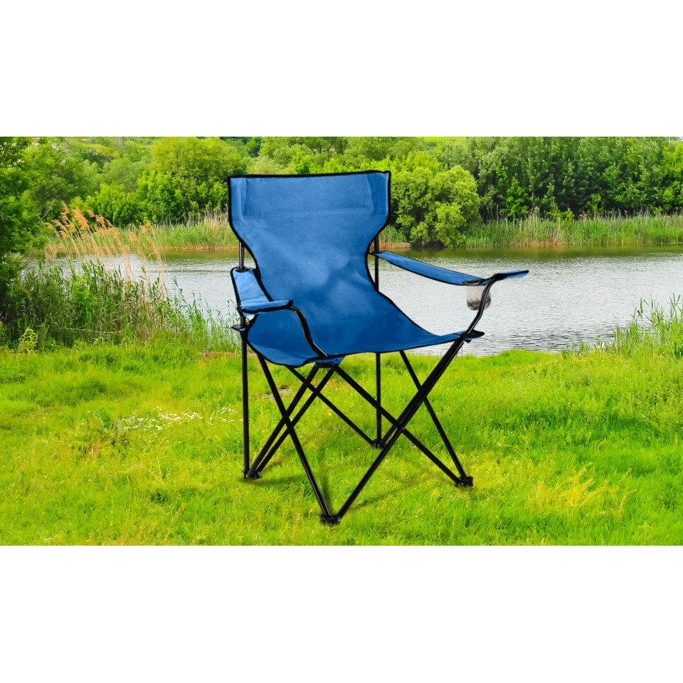 Fauteuil camping/pêche bleu avec housse