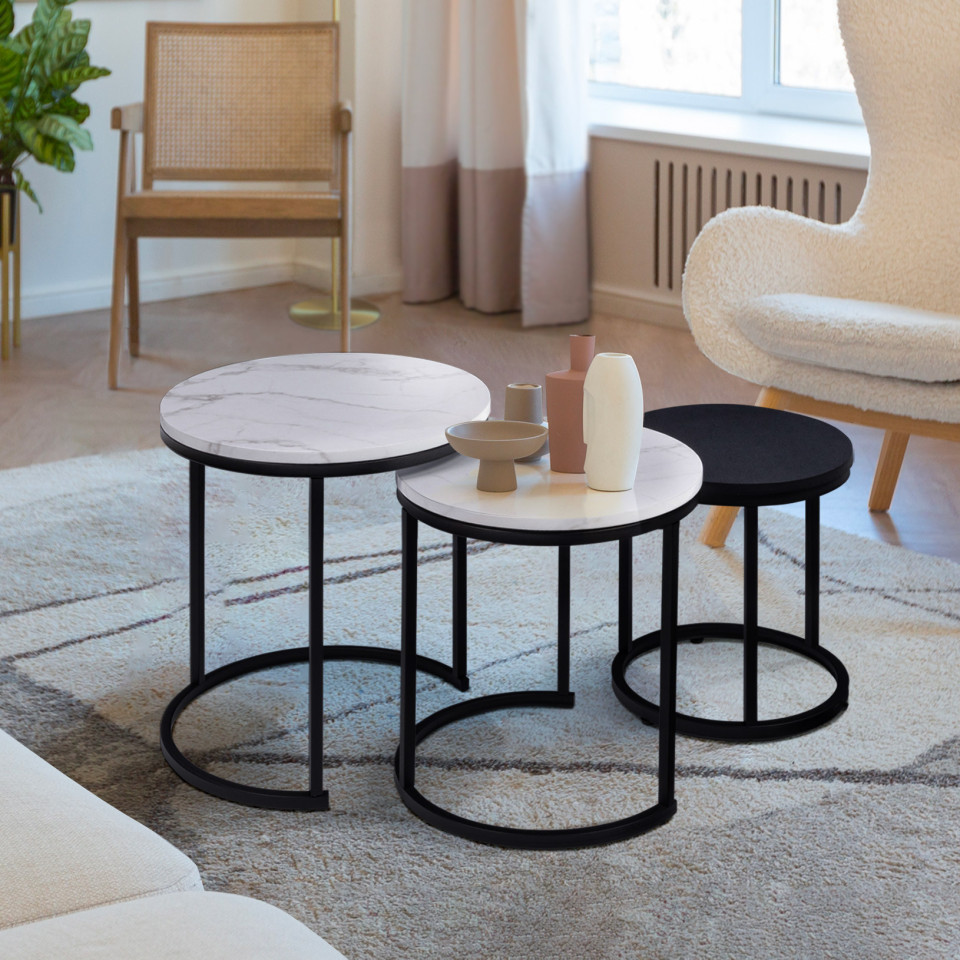 Tables basses rondes gigognes Glam - lot de 3 Tables basses rondes gigognes Glam - lot de 3