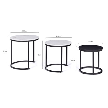 Tables basses rondes gigognes Glam - lot de 3