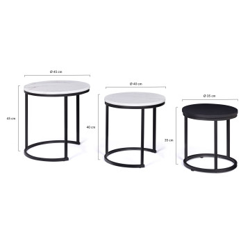 Tables basses rondes gigognes Glam - lot de 3