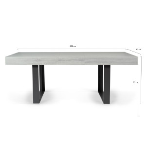 Table à manger extensible Brixton 160-200cm bois et gris + 6 chaises Suedia multicouleurs