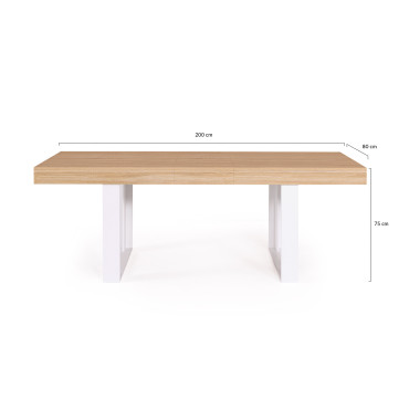 Table à manger extensible Brixton 160-200cm pieds blanc + 6 chaises Suedia multicouleurs