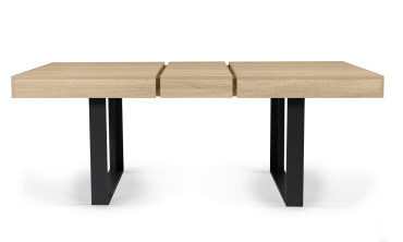 Table à manger extensible Brixton 160-200cm bois et noir + 6 chaises Suedia noires