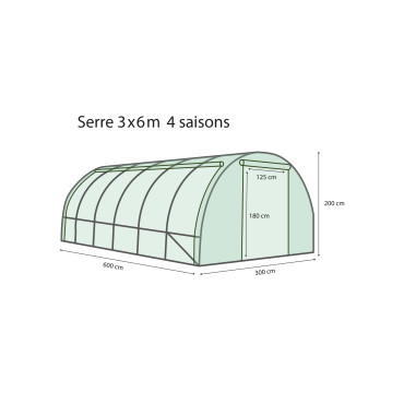 Serre tunnel verte 3x6m