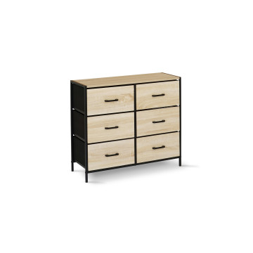 Commode Iris 6 tiroirs en bois et tissu