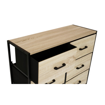 Commode Iris 6 tiroirs en bois et tissu