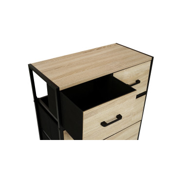 Commode Iris 5 tiroirs en bois et tissu