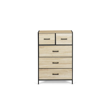 Commode Iris 5 tiroirs en bois et tissu