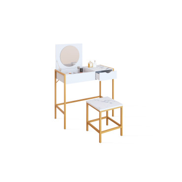 Coiffeuse Glam miroir rabattable avec tabouret