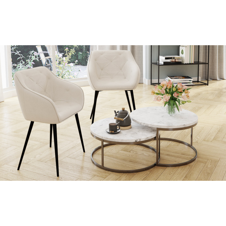 Fauteuils Julia en velours et pieds métal - lot de 2