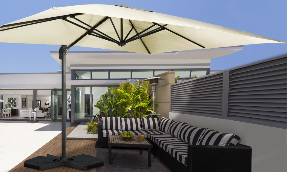 Parasol Sombra 360° rectangle avec housse de protection