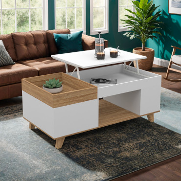 Table basse Stella avec plateau relevable et double coffre