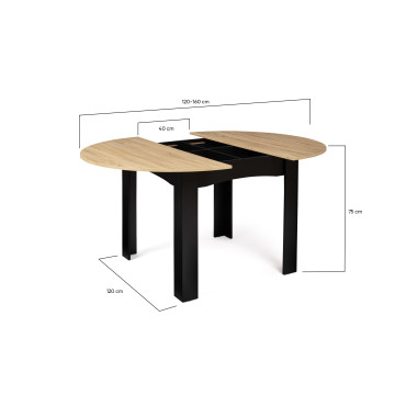 Table à manger extensible ronde Dina