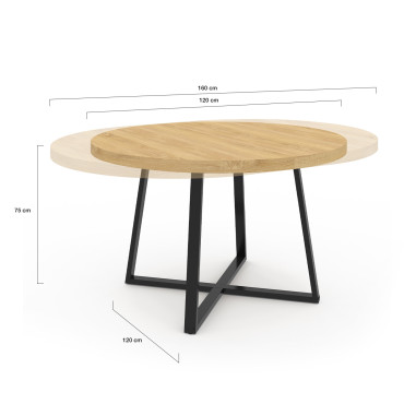 Table à manger extensible Sana 120-160 cm