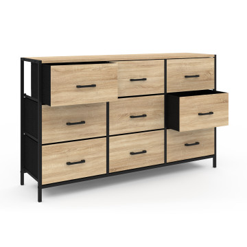 Commode Iris 9 tiroirs en bois et tissu