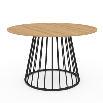 Table repas Adelle plateau rond extensible et pied filaire noir