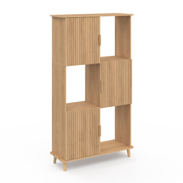 Etagère bibliothèque Albane 6 niches effet lattes 143cm