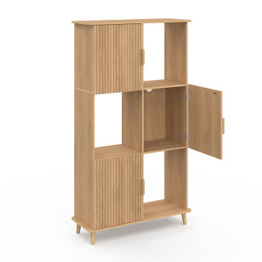 Etagère bibliothèque Albane 6 niches effet lattes 143cm