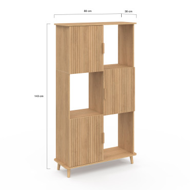 Etagère bibliothèque Albane 6 niches effet lattes 143cm