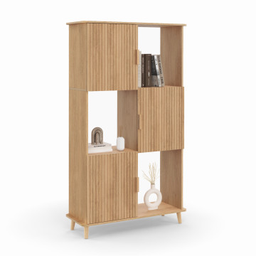 Etagère bibliothèque Albane 6 niches effet lattes 143cm