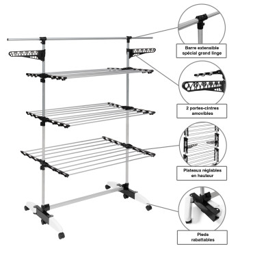 Séchoirs Optima noir et blanc 30 et 40m d'étendage