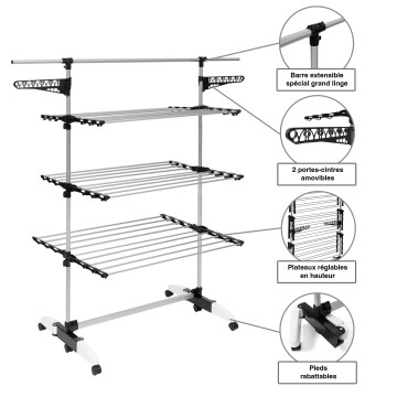 Séchoirs Optima noir et blanc 30 et 40m d'étendage