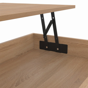 Table basse Spider avec plateau relevable bois et pieds croisés noir L100cm