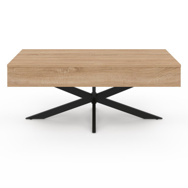 Table basse Spider avec plateau relevable bois et pieds croisés noir L100cm