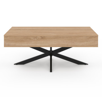 Table basse Spider avec plateau relevable bois et pieds croisés noir L100cm