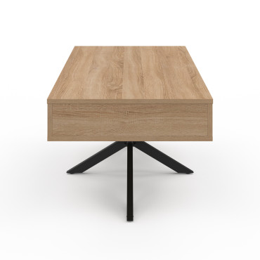 Table basse Spider avec plateau relevable bois et pieds croisés noir L100cm