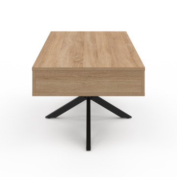 Table basse Spider avec plateau relevable bois et pieds croisés noir L100cm