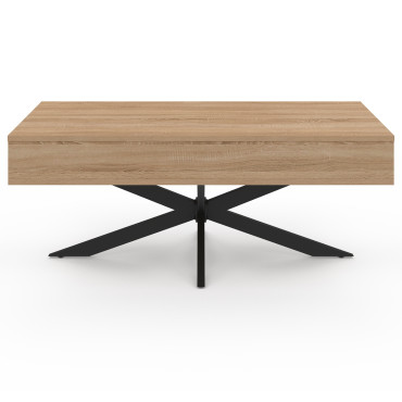 Table basse Spider avec plateau relevable bois et pieds croisés noir L100cm