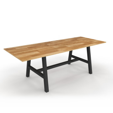 Table repas extensible Mathilde 160-240cm plateau bois et pieds noirs