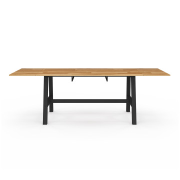 Table repas extensible Mathilde 160-240cm plateau bois et pieds noirs