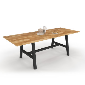 Table repas extensible Mathilde 160-240cm plateau bois et pieds noirs