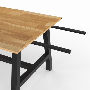 Table repas extensible Mathilde 160-240cm plateau bois et pieds noirs