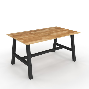 Table repas extensible Mathilde 160-240cm plateau bois et pieds noirs