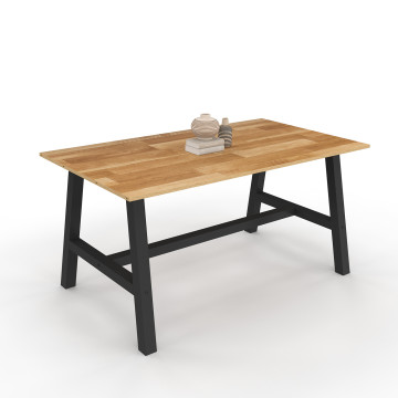 Table repas extensible Mathilde 160-240cm plateau bois et pieds noirs