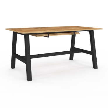 Table repas extensible Mathilde 160-240cm plateau bois et pieds noirs