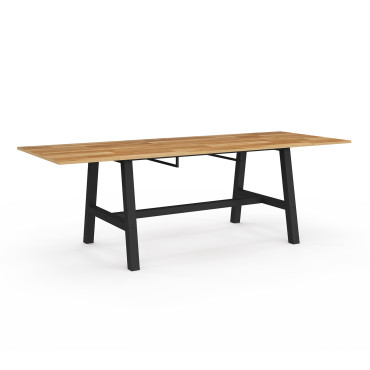 Table repas extensible Mathilde 160-240cm plateau bois et pieds noirs