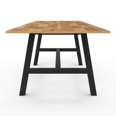 Table repas extensible Mathilde 160-240cm plateau bois et pieds noirs