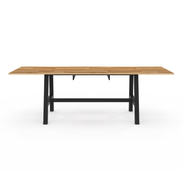 Table repas extensible Mathilde 160-240cm plateau bois et pieds noirs