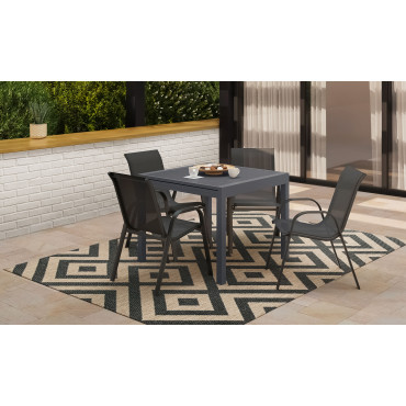 Salon de jardin extensible 8 places en polywood gris