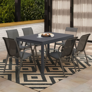 Salon de jardin extensible 12 places en polywood gris