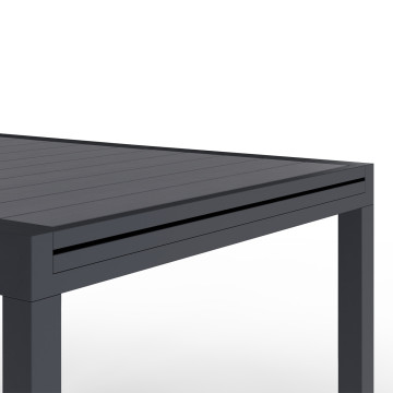 Table de jardin extensible en polywood gris anthracite 135-270cm