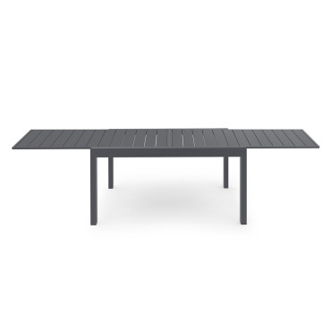 Table de jardin extensible en polywood gris anthracite 135-270cm