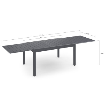 Table de jardin extensible en polywood gris anthracite 135-270cm