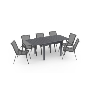 Table de jardin extensible en polywood gris anthracite 90-180cm