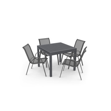 Table de jardin extensible en polywood gris anthracite 90-180cm