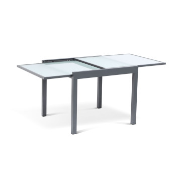 Table de jardin extensible en verre trempé 90-180cm